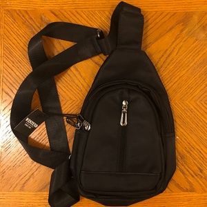 Nylon black sling back pack 2 for $25
